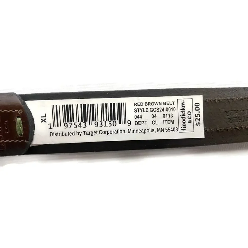 Goodfellow & Co Brown Leather Belt Mens XL 40-44 NWT Genuine New with Tags